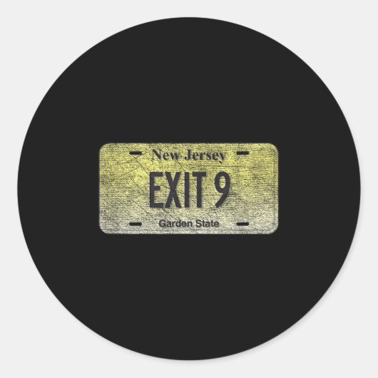 Funny Nj State Vanity License Plate Exit 9 Runder Aufkleber (Vorderseite)
