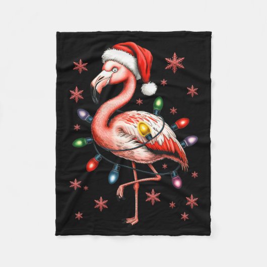 Funny Nk Flamingo Christmas Tree Lights Xmas Snowf Fleecedecke (Vorderseite)