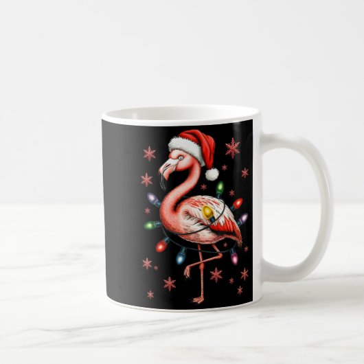 Funny Nk Flamingo Christmas Tree Lights Xmas Snowf Kaffeetasse (Rechts)