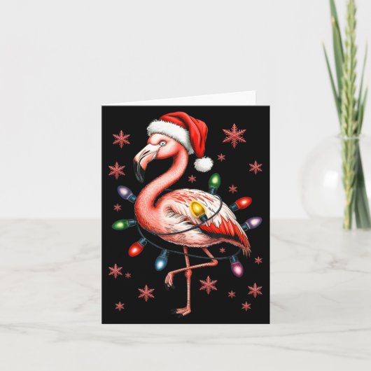 Funny Nk Flamingo Christmas Tree Lights Xmas Snowf Karte (Vorderseite)