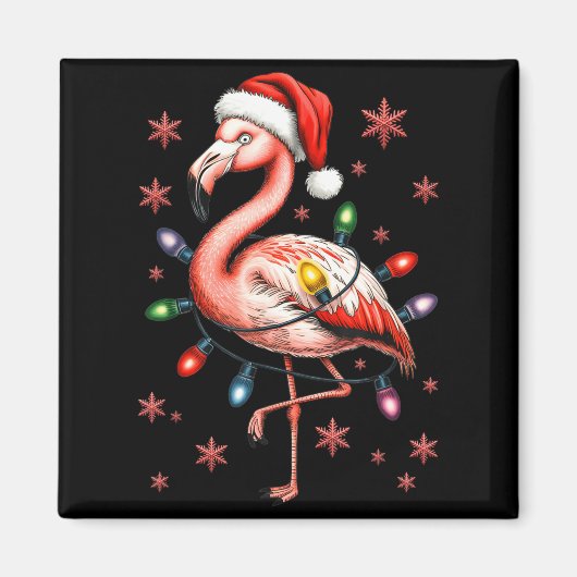 Funny Nk Flamingo Christmas Tree Lights Xmas Snowf Magnet (Vorne)
