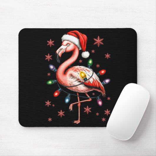 Funny Nk Flamingo Christmas Tree Lights Xmas Snowf Mousepad (Mit Mouse)