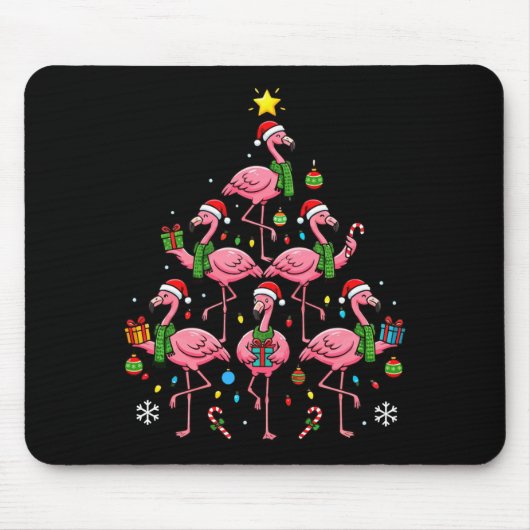 Funny Nk Flamingo Christmas Tree Santa Hats Holida Mousepad (Vorne)