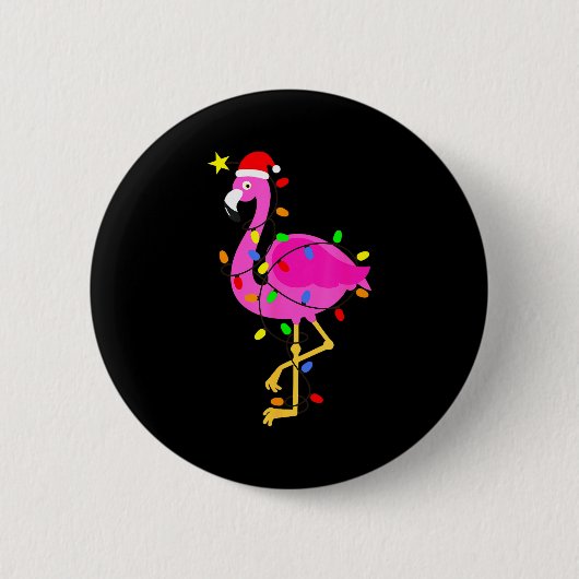 Funny Nk Flamingo In Santa Hat Christmas In July M Button (Vorderseite)