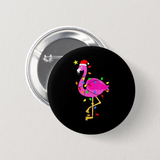 Funny Nk Flamingo In Santa Hat Christmas In July M Button (Vorne & Hinten)