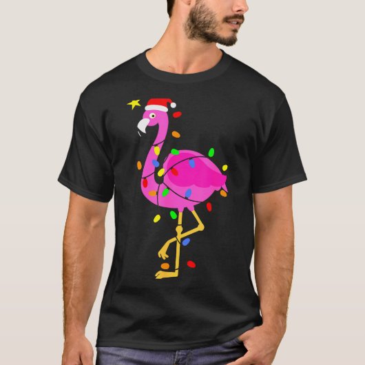 Funny Nk Flamingo In Santa Hat Christmas In July M T-Shirt (Vorderseite)