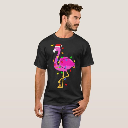 Funny Nk Flamingo In Santa Hat Christmas In July M T-Shirt (Vorne ganz)