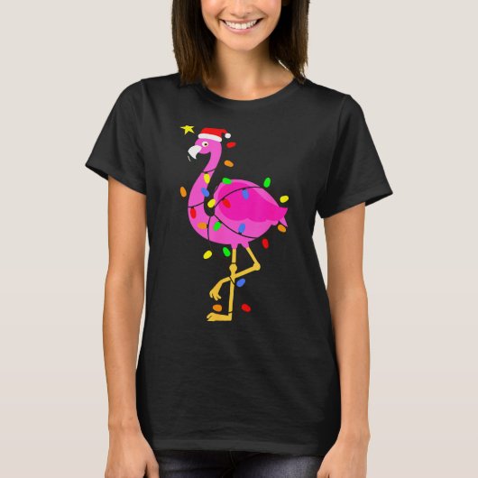 Funny Nk Flamingo In Santa Hat Christmas In July M T-Shirt (Vorderseite)