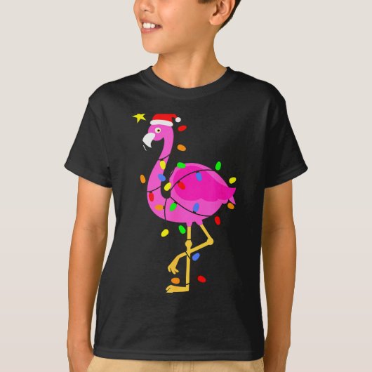 Funny Nk Flamingo In Santa Hat Christmas In July M T-Shirt (Vorderseite)