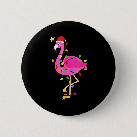 Funny Nk Flamingo In Weihnachtsmannmütze Weihnacht Button (Vorderseite)