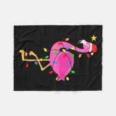 Funny Nk Flamingo In Weihnachtsmannmütze Weihnacht Fleecedecke (Vorderseite (Horizontal))