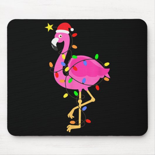 Funny Nk Flamingo In Weihnachtsmannmütze Weihnacht Mousepad (Vorne)
