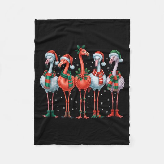 Funny Nk Flamingos Merry Christmas Tree Xmas Snowf Fleecedecke (Vorderseite)
