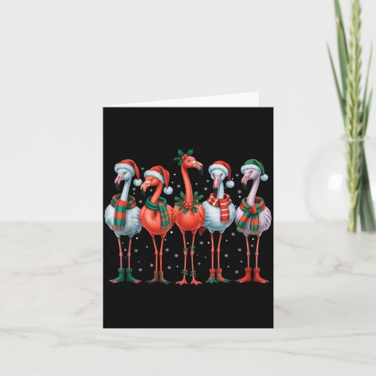 Funny Nk Flamingos Merry Christmas Tree Xmas Snowf Karte (Vorderseite)