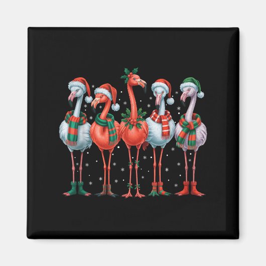 Funny Nk Flamingos Merry Christmas Tree Xmas Snowf Magnet (Vorne)