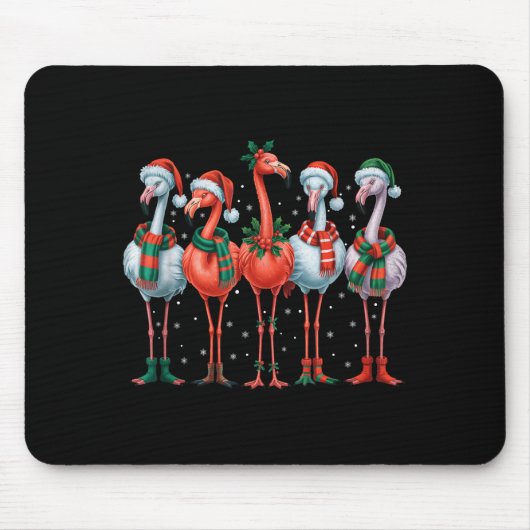 Funny Nk Flamingos Merry Christmas Tree Xmas Snowf Mousepad (Vorne)