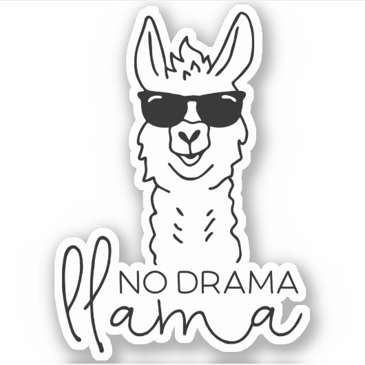 Funny No Drama Cool Llama Sticker (Vorderseite)