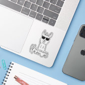 Funny No Drama Cool Llama Sticker (Laptop mit iPhone)
