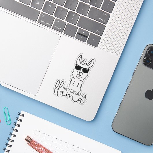 Funny No Drama Cool Llama Sticker (Laptop mit iPhone)