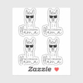 Funny No Drama Cool Llama Sticker (Blatt)