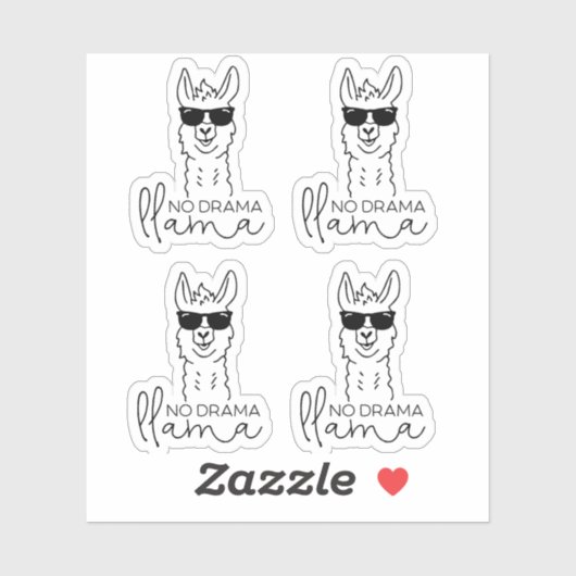 Funny No Drama Cool Llama Sticker (Blatt)