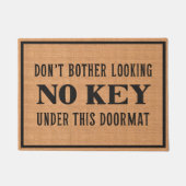 Funny No Key unter matt Rustic Brown Doormat Fußmatte (Vorderseite)