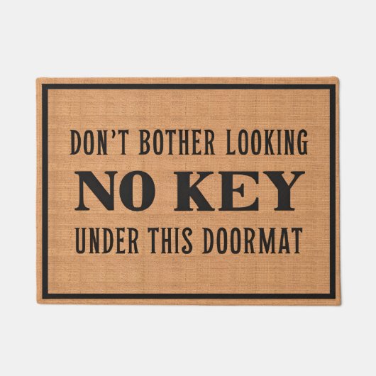 Funny No Key unter matt Rustic Brown Doormat Fußmatte (Vorderseite)