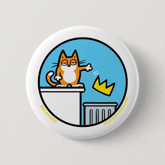 Funny No Kings Cat Cartoon Buttons (Vorderseite)