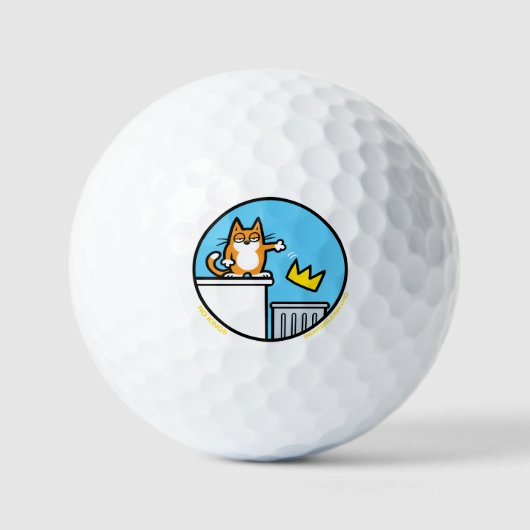 Funny No Kings Cat Cartoon on Golf Balls Golfball (Vorderseite)