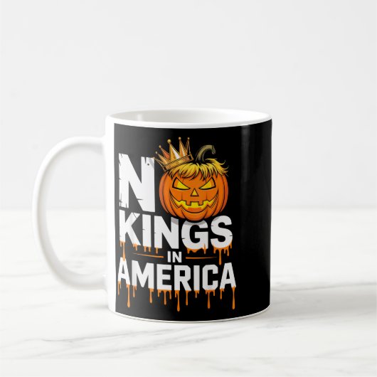 Funny No Kings Halloween 2025 Distressed Usa Flag Kaffeetasse (Links)