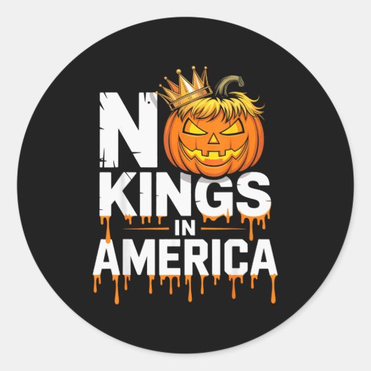 Funny No Kings Halloween 2025 Distressed Usa Flag Runder Aufkleber (Vorderseite)