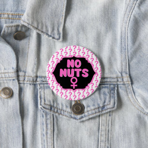 Funny No Nuts Female Symbol Pink Gender Reveal Button