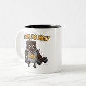Funny "No Pain, No Melt" Chocolate Gym Mug Zweifarbige Tasse (Vorderseite Links)