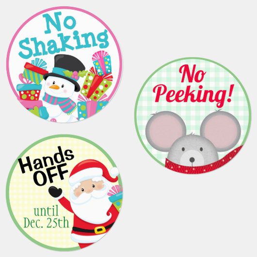 Funny "No Peeking, No Shaking, Hände Off" Santa Etiketten (Gruppe)