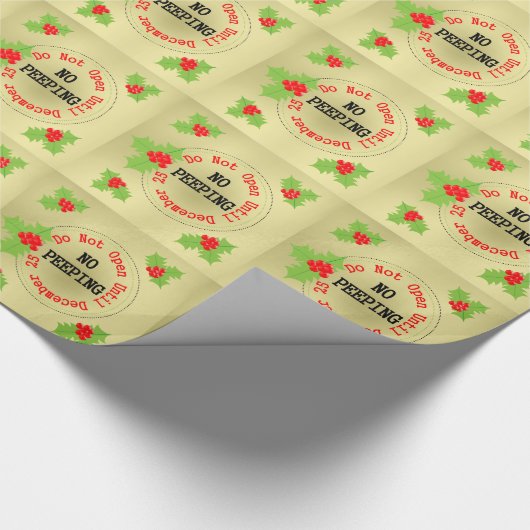 Funny No Peeping Weihnachtsgeschenk Wrapping Paper Geschenkpapier (Ecke)