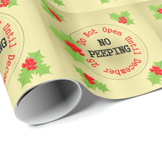 Funny No Peeping Weihnachtsgeschenk Wrapping Paper Geschenkpapier (Rolleneckpunkt)