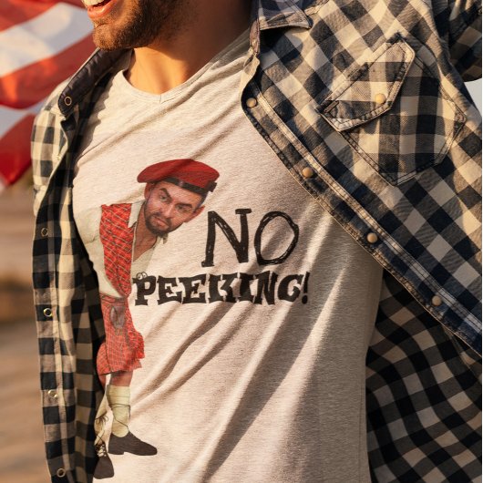 Funny 'NO Peking'! Scottish Kilt Wearers Playful T-Shirt