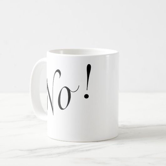 Funny No! Schwarzes Skript Kaffeetasse (Vorderseite Links)