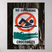 Funny NO SWIMMING Warning Sign Poster (Vorne)