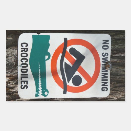 Funny NO SWIMMING Warning Sign Rechteckiger Aufkleber (Vorderseite)