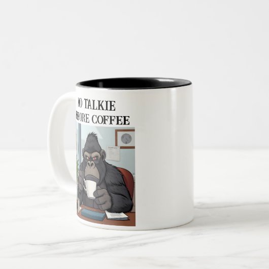 Funny No Talkie Before Coffee Gorilla Tasse (Vorderseite Links)
