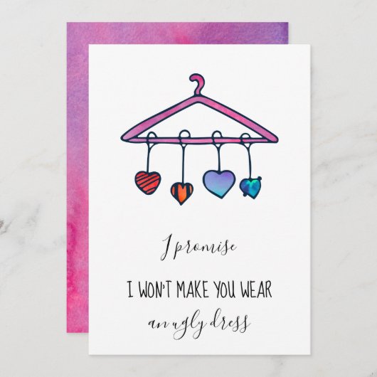 Funny No Ugly Dress Bridesmaid Vorschlag Einladung (Vorne/Hinten)