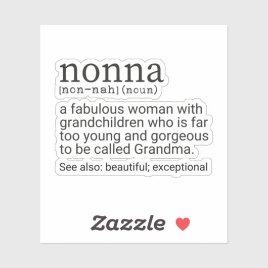 Funny Nonna Definition, Nonna Geschenk, Großmutter Aufkleber (Blatt)