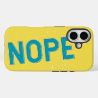 Funny Nope Typografie Türkis Blau und Gelb