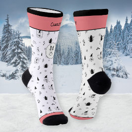 Funny Nordic Gnomes Reindeer Winterbaume Socken