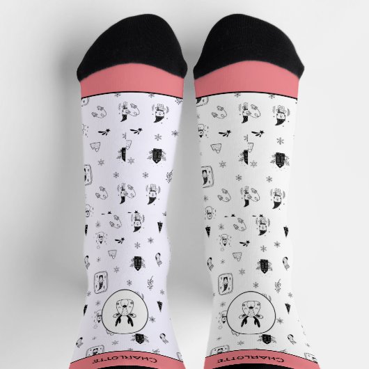 Funny Nordic Gnomes Reindeer Winterbaume Socken (Oben)