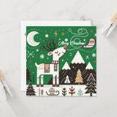 Funny Nordic Reindeer Pattern Karte (Vorderseite/Rückseite Beispiel)