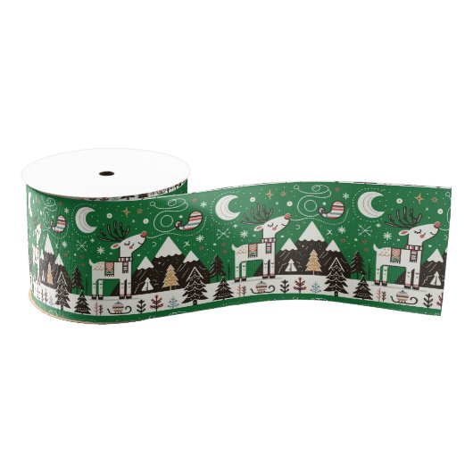 Funny Nordic Reindeer Pattern Ripsband (Spule)