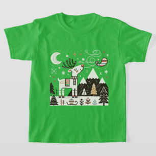 Funny Nordic Reindeer Pattern T-Shirt