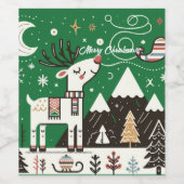 Funny Nordic Reindeer Pattern Weinetikett (Einzelnes Label)